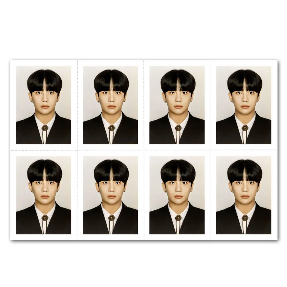 Kpop ATEEZ 2024 صفر حمى بوصة واحدة معرف ATINY صور Yunho Mingi خلفية بيضاء جواز السفر استئناف صور المشجعين جمع الهدايا