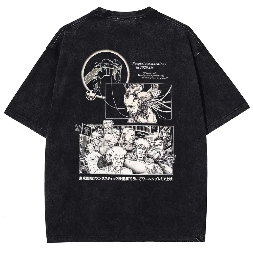 Harajuku تي شيرت تقليدي أنيمي الجرافيك تي شيرت خمر مانغا تي شيرت عادية فضفاض تي شيرت Harajuku عادية قطنية عالية الجودة للجنسين
