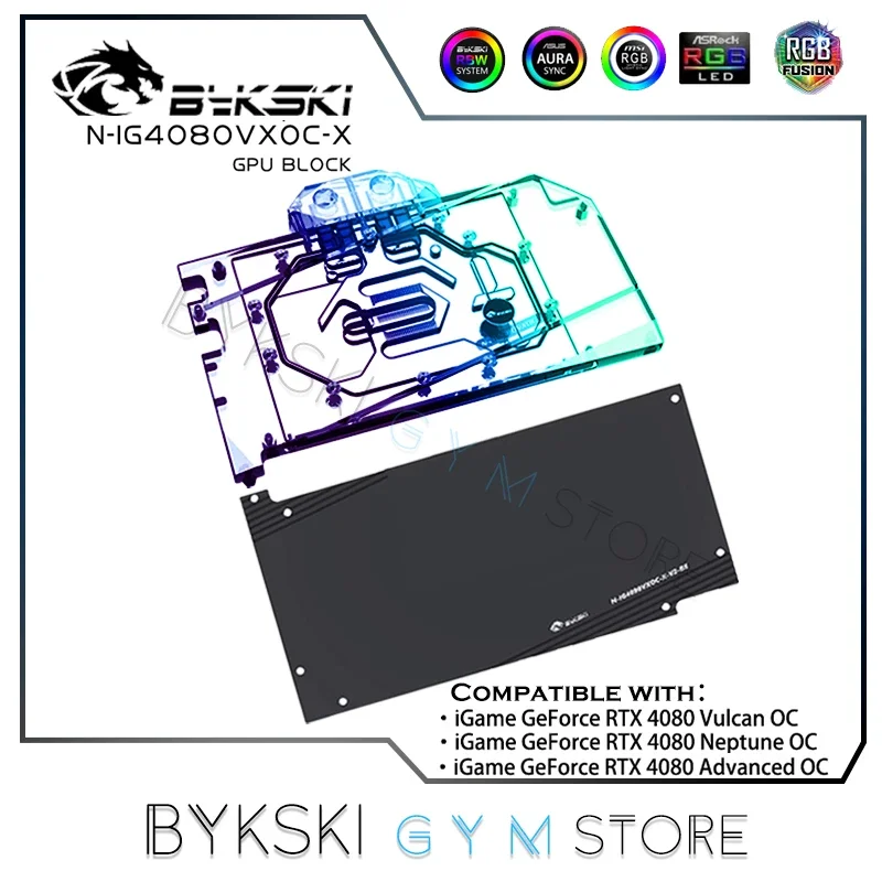 

Водяной кулер Bykski GPU для цветной iGame RTX 4080, вулкан OC VGA водяной блок 4080 с задней пластиной 5 В/12 в RGB