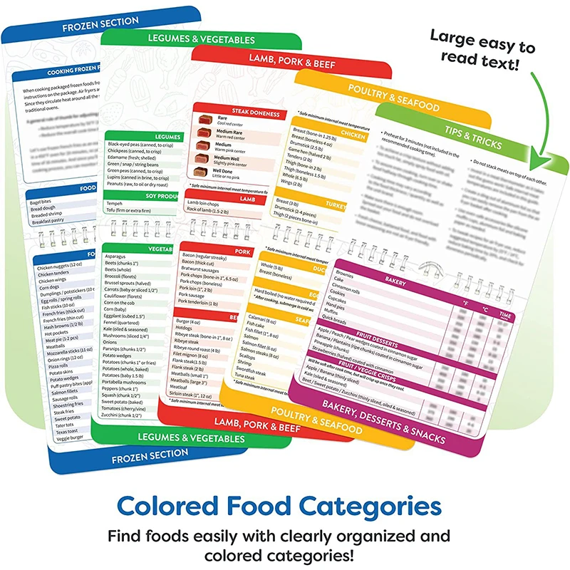 Air Fryer Cookbook Calendar Magnetic Cheat Sheet Food Pro Recipes Cooking Schedule Quick Reference Guide Kitchen Accessories