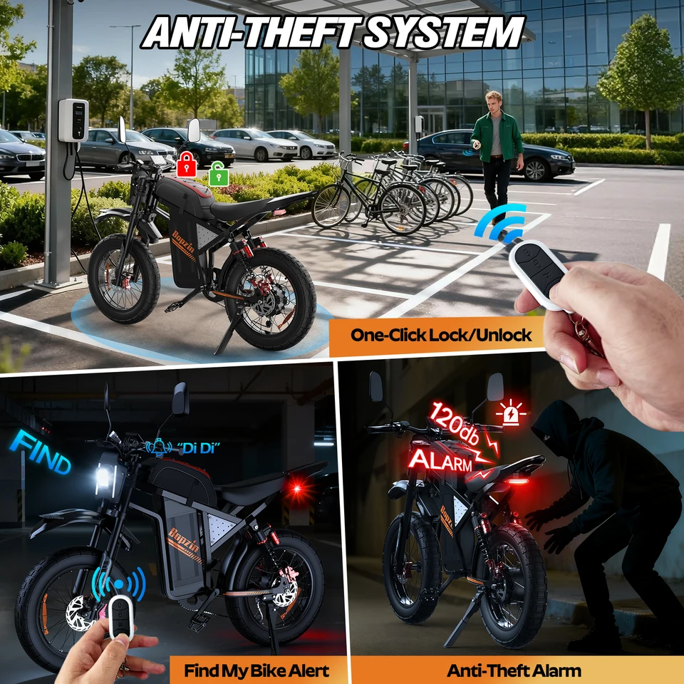 Electric Dirt Bike For Adults 60V 35Ah Battery 20"x4 Off Road Fat Tire 7 Speed E-Bike Electric Bicycles Mountain Motorcycle image 6