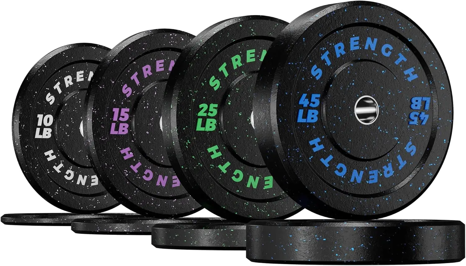 

Bumper Plates, Olympic Weight Plates Set 2-inch Rubber Weights for Barbell, 10lbs-55lbs