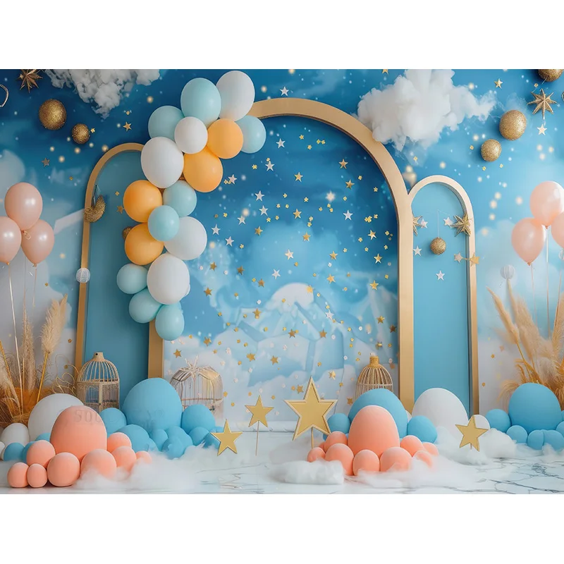 Happy Birthday Party Photography Backdrop Baby Shower Newborn Portrait Colorful Balloon Arch Decor Photo Studio Background AR-05