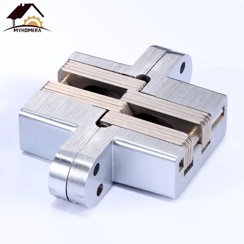Stainless Steel Hidden Hinges 70-140mm Built-in Concealed Cross Heavy-loading Folding Door Hinge Furniture Hardware 180 Degree image 4