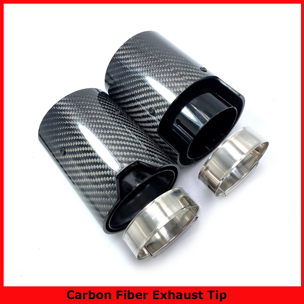 1 Piece Glossy Black Carbon Fiber Exhaust Pipe For M2 M2c M3 M4 M5 F87 F80 F82 F83 G82 G83 F90 Stainless Steel Muffler Tip