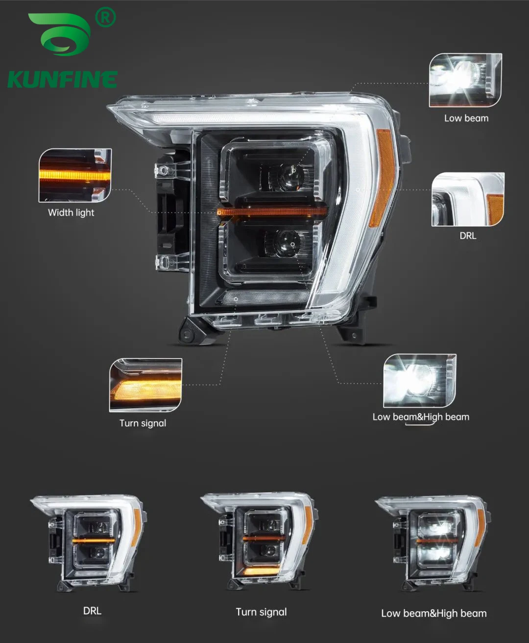 

Pair of Car Styling Car Headlight Assembly For Ford F150 2021 2022 LED Head Lamp Car Tuning Light Parts Plug And Play