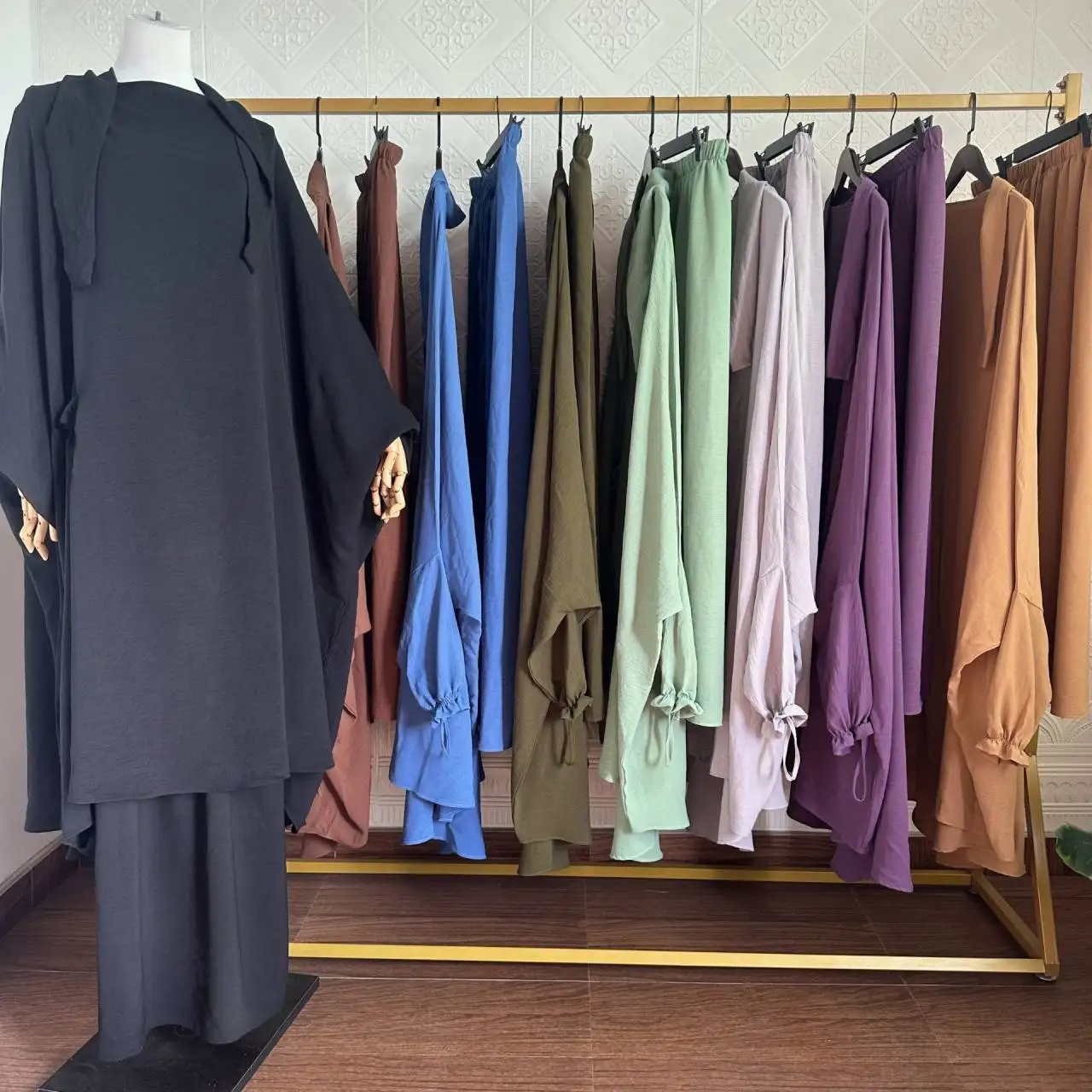 Jilbab Ramadán Eid Ropa de oración para mujer, Islam Khimar, Hijab Abaya y falda, trajes musulmanes, bata de Dubai, conjunto de 2 piezas