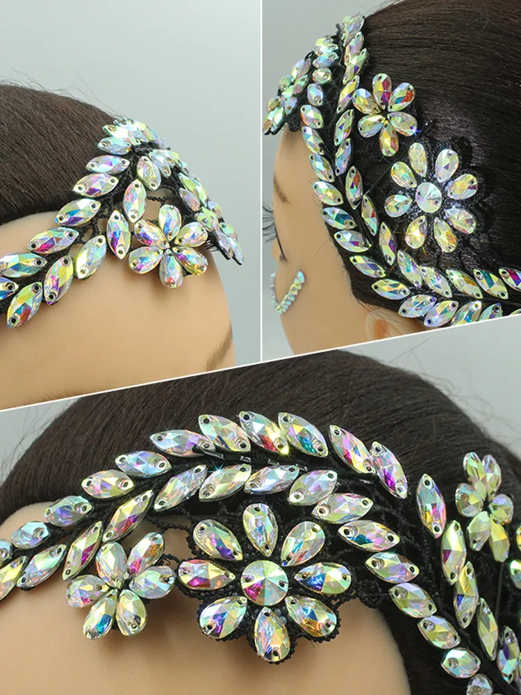 New Diamond Embedded Dance Accessories Children's Latin Competition Special Headwear for Performances And Children's Dance