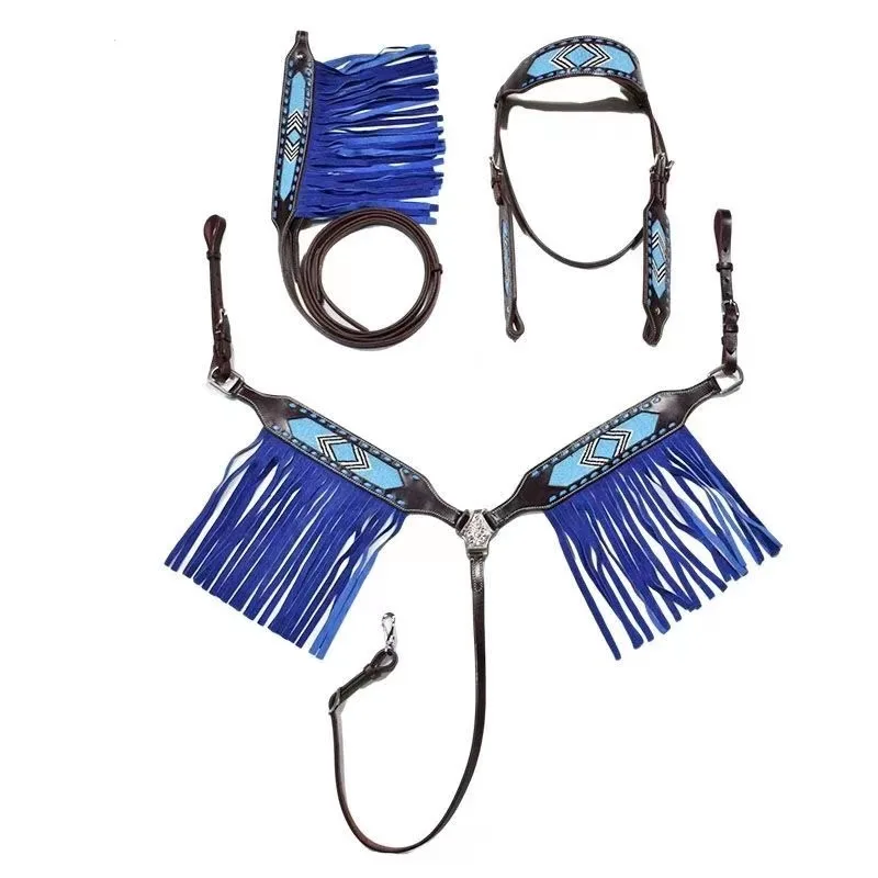 Set peralatan kuda, Halter kuda dapat disesuaikan harness kulit keran air reins non-slip tali berkuda olahraga