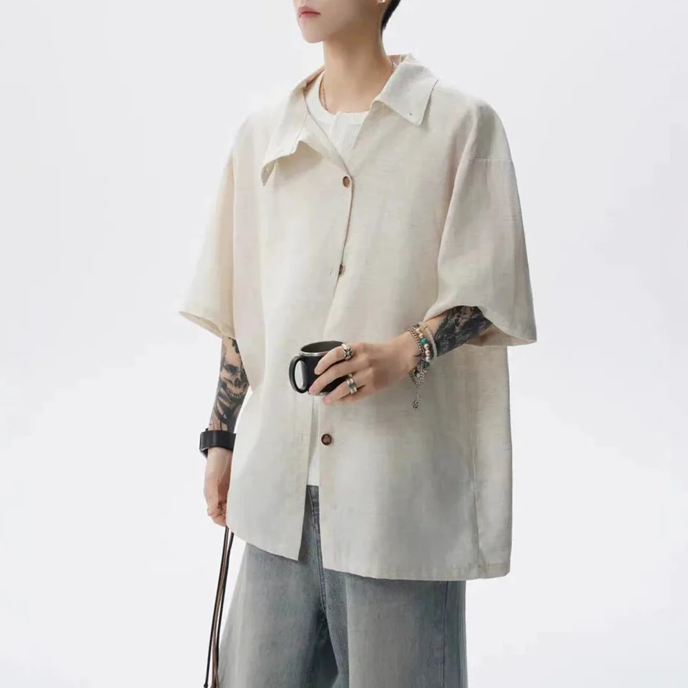 Men Irregular Y2k Designer Shirt Spring Streetwear Fashion Youth Outdoor Versatile Plain Nightclub Niche Top Men'S Clothing 2026