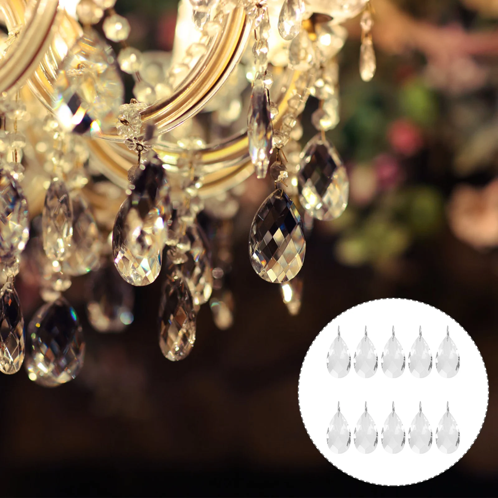 

10PCS Crystal Pendants Clear Transparent Hanging Decors for Lamp Shade Ch DIY Accessories Home Garden Decor