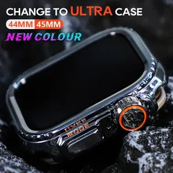Metal Cover For Apple Watch Ultra 2 49mm 45mm Case Frame Protective Bumper iWatch Series 9 8 7 6 5 SE 44MM Bezel Change To Ultra