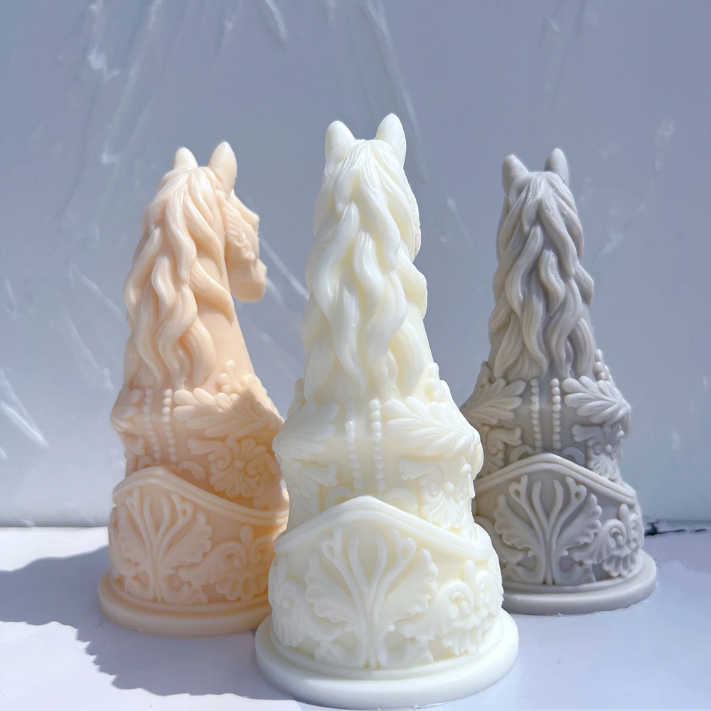 Ritter Statue Kerze Silikon form Büste Reiten Skulptur Kunst Figur Tier Pferdekopf Kerzen form