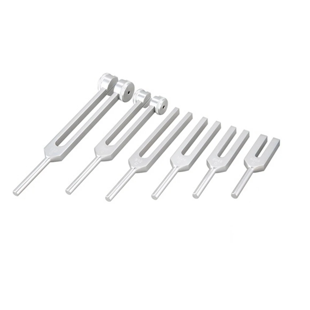 6Pcs/Set 128Hz 256Hz 512Hz 1024Hz 2048Hz 4096Hz Tuning Fork with Hammer for Tuning Fork Kit Healing Sound Vibration Tool