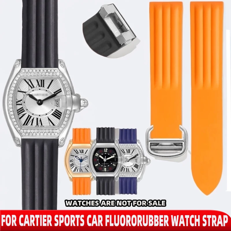 

For Cartier sports car fluororubber watch strap Roadster WE500260 W6206018 accessories