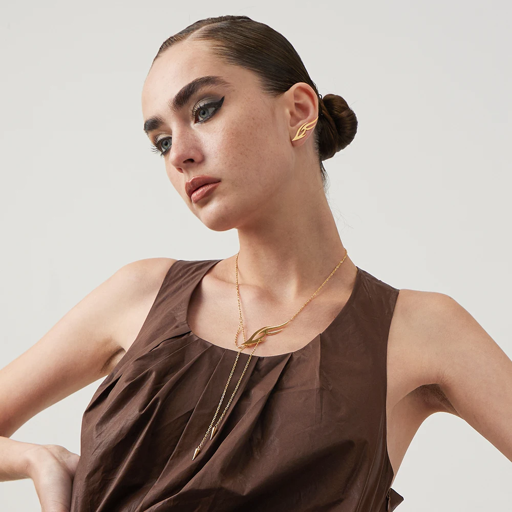 

ENFASHION Stainless Steel Fire Drop Earrings For Women Christmas Gift Gold Color Aretes De Mujer New In Piercing Earings E221455