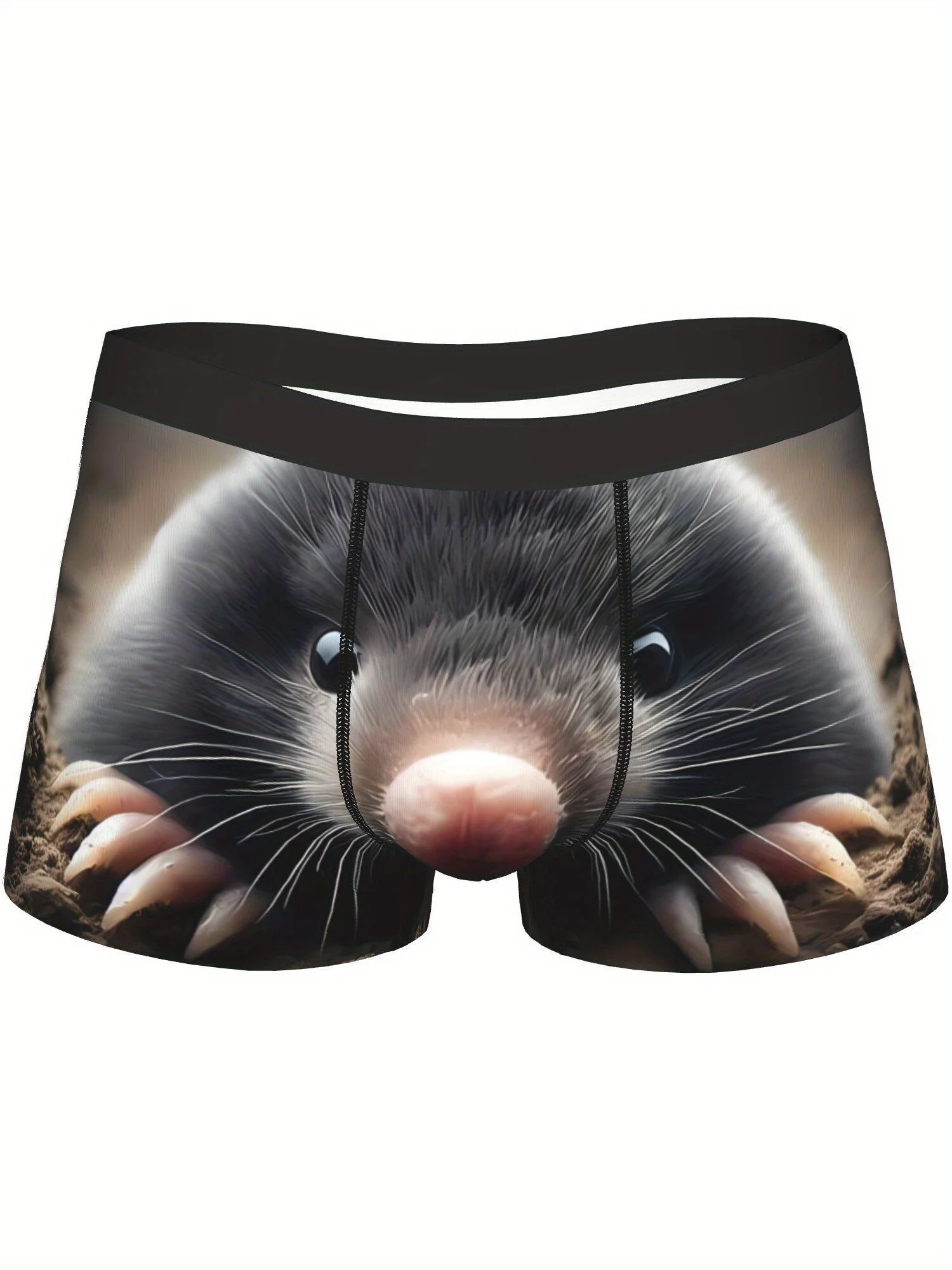 Men's Custom Boxer Brief Pitted Print Boxer Briefs Black Athletic Underwear with Realistic Pitted Design, Medium Stretch
