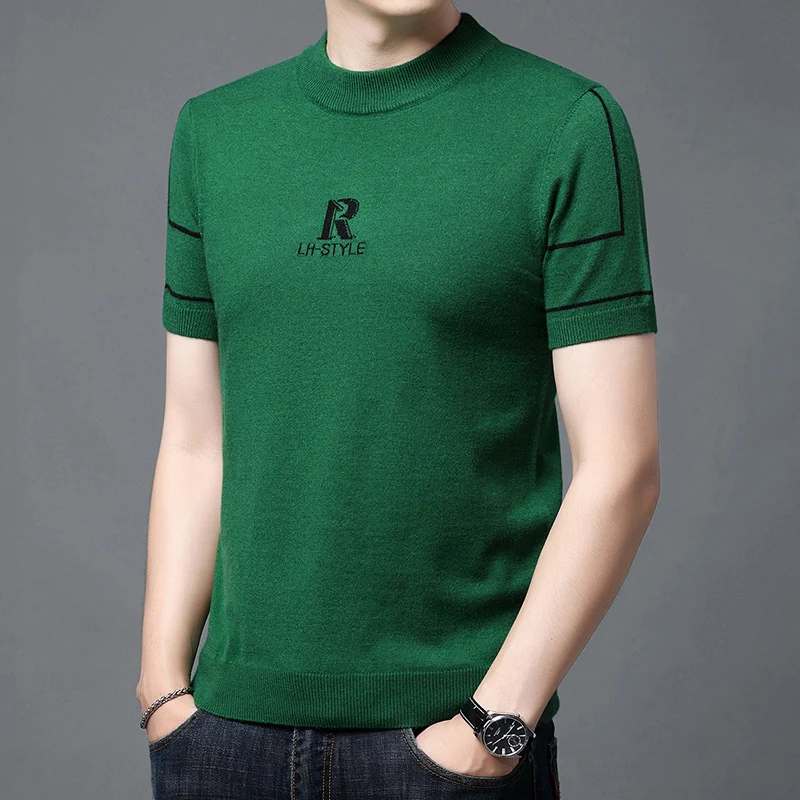 

Мужская осенне-зимняя трикотажная шерстяная футболка свободного покроя с высоким воротником Base irt f Sve Трикотаж Повседневный топ