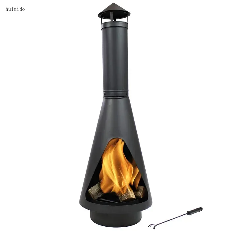Outdoor Courtyard Backyard Garden Camping Heavy Duty Steel Wood Burning Fireplace Charcoal Fire Pit Fireplace with Rain Cap