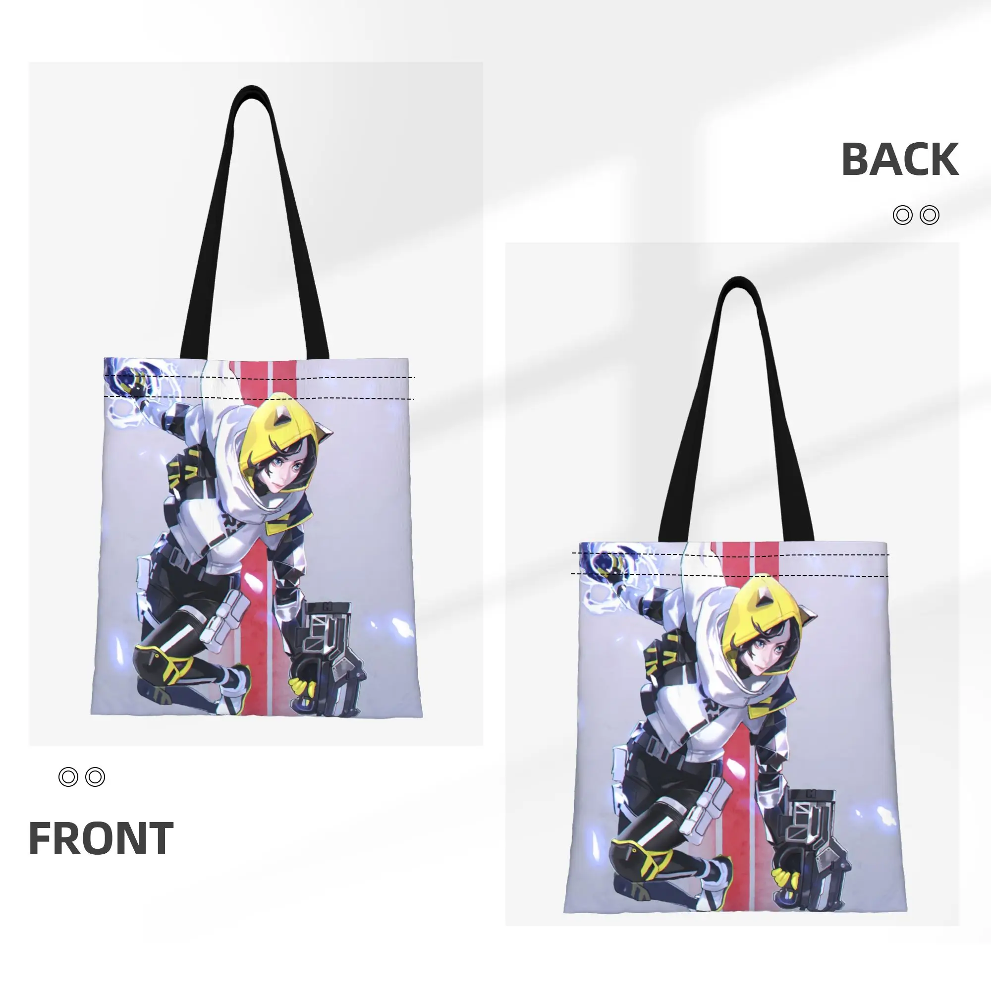 1PC Cat Ear Wraith Canvas Tote Bag ApExi Battle Royale Fps Fans Canvas Tote Bag Perfect for Shopping Grocery Travel & Outdoor