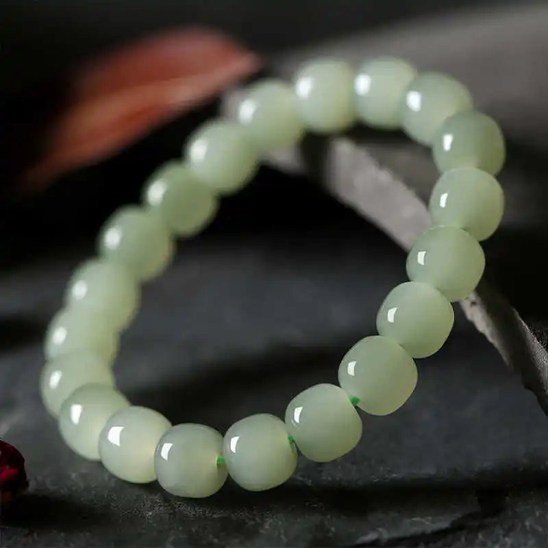 

Ювелирные изделия из натурального нефрита Хэтянь, транспортный браслет из бисера, браслет из синего нефрита, мужской старый материал, прозрачная вода, старый тип Bea