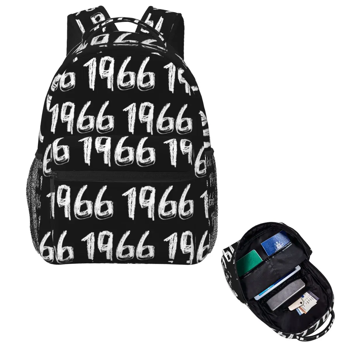 Made In 1966 Graphic 60 Years Of Perfection Print Student Backpack School Bag Daypack for Men Women Fashion Bookbag Shoulder Bag