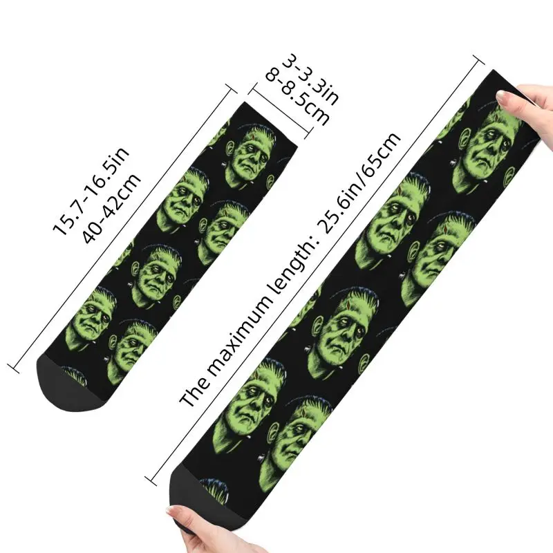 Cute Print Monster Frankenstein Socks for Men Women Stretchy Summer Autumn Winter Horror Movie Crew Socks