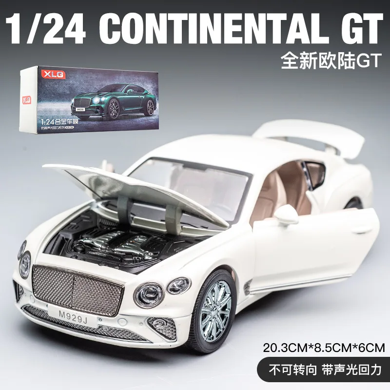 1:24 Bentley Continental GT simulation alloy sports car model collection sound and light pull back car children's toy ornaments