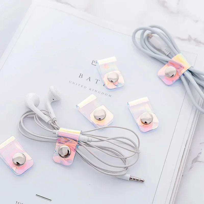 Cable Winder,Data Cable Fixing Tie Strap Rope Protector, Earphone Charging Line Storage Organizer, 4pcs/lot PVC Transparent