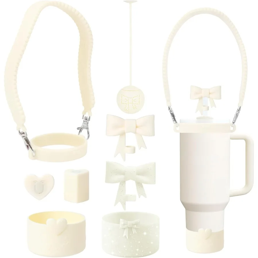 

Набор силиконовых аксессуаров для чашек, включая ручку для бутылки с водой, ремешок для чашек, ботинки, силиконовые соломенные чехлы для чашки, стакан 40 унций, 30 унций