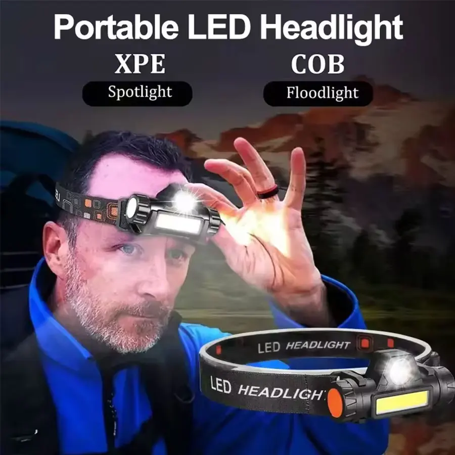 Rechargeable COB LED Headlamp Strong Magnetic Powerful Headlight Super Bright Waterproof Head Torch For Outdoor Fishing