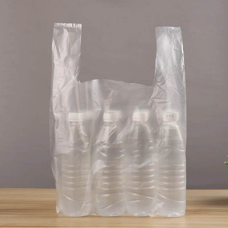 100Pcs White Plastic Bags Disposable Kitchen Clean Garbage Bag Retail Supermarket Grocery Shopping Bag Takeaway Packing Bags