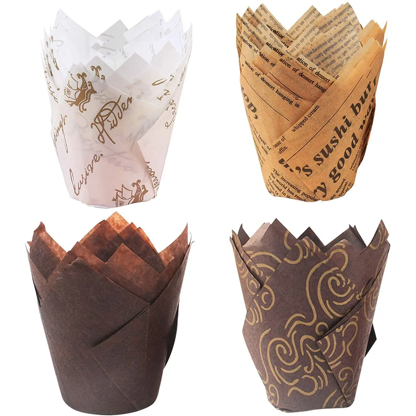 BHTS-Cupcake Molds,800 Pieces Tulip Baking Cups Muffin Cups Cupcake Liners Muffin Cases For Birthday Shower Party