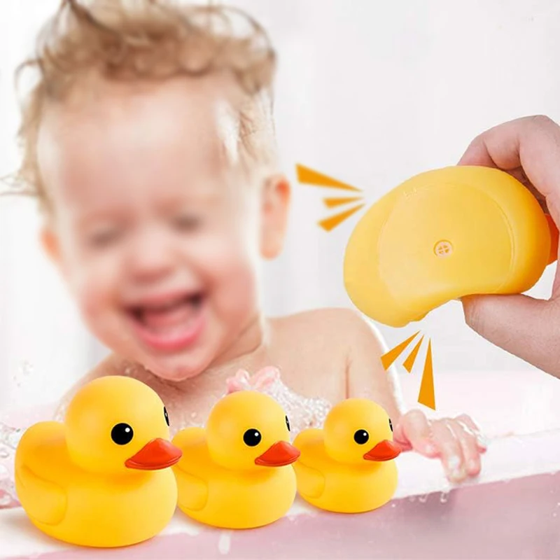 Bath Duck Toys 5 Pcs Rubber Duck Family Squeak Ducks Baby Shower Toy for Toddlers Boys Girls (Yellow Duck Family)