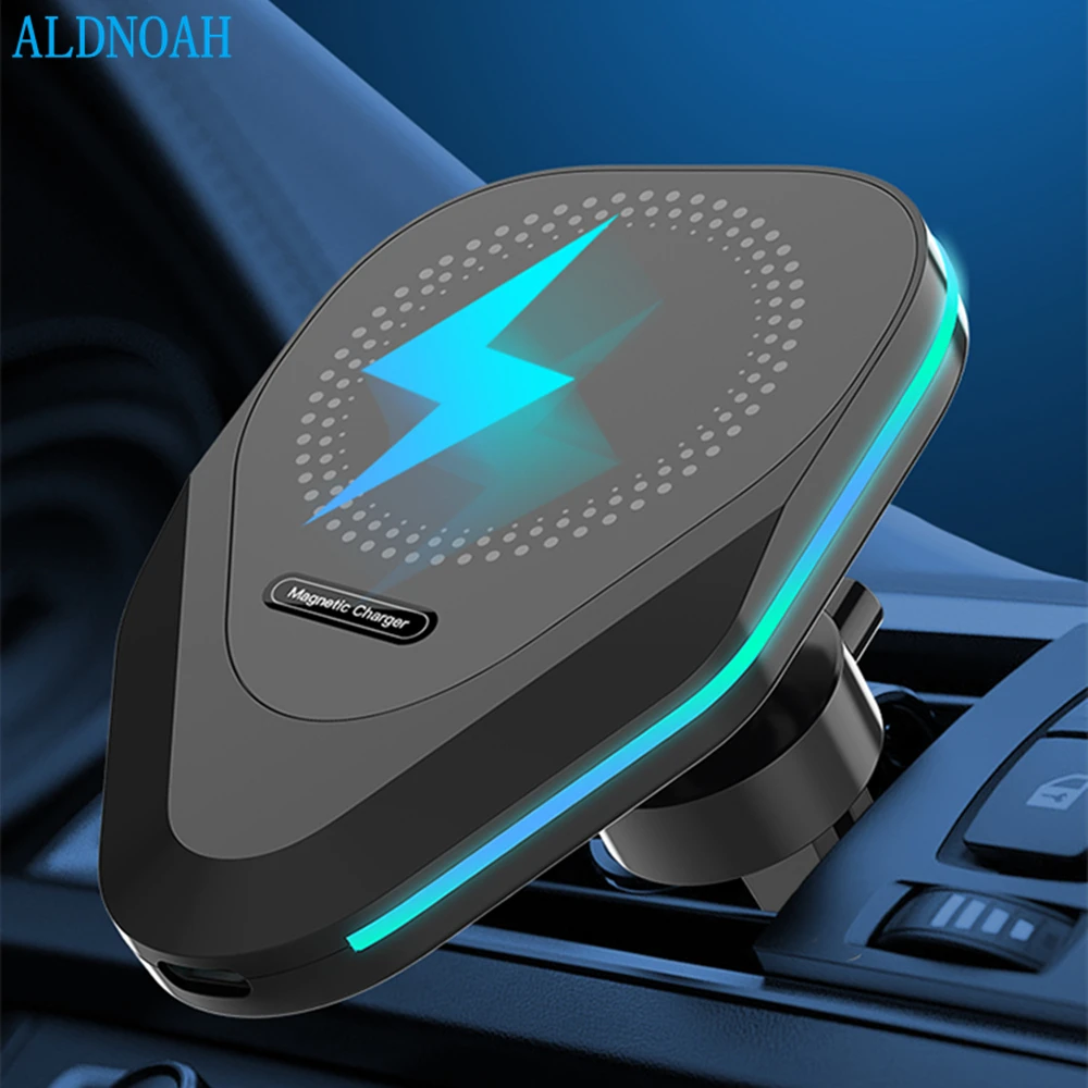 15W  Magnetic Car Wireless Charger Air Vent Stand for Magsafe IPhone 13 12 11 Pro X Max Fast Charging Magnet Mount Auto Holder