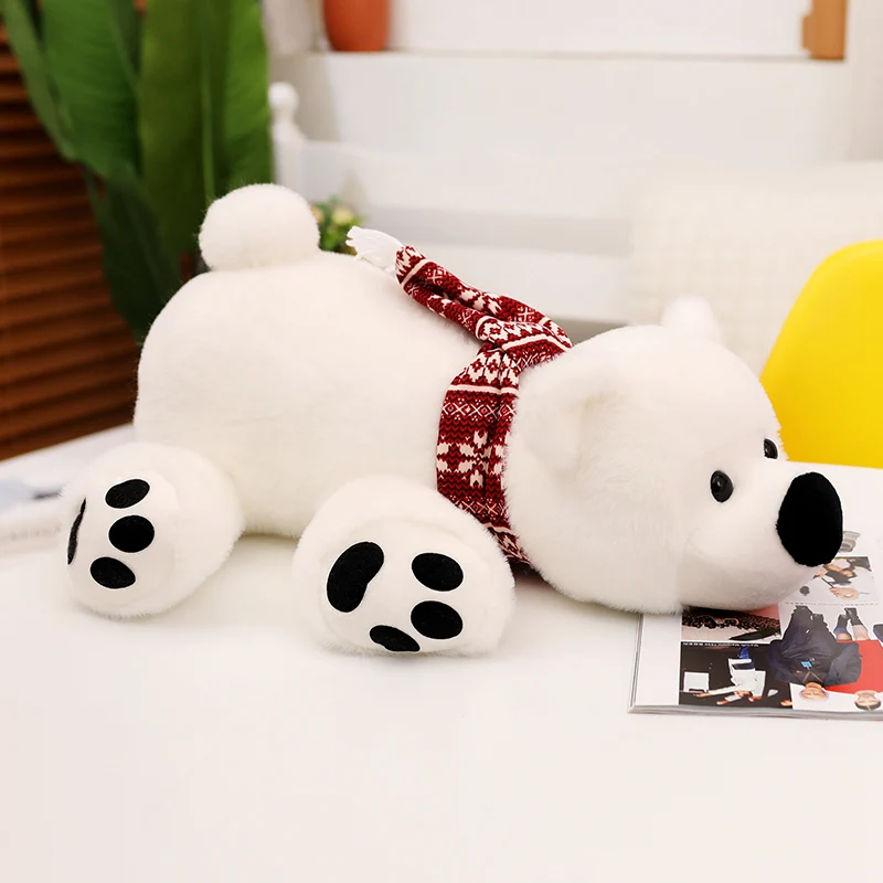 Cute Polar Bear Doll Plush Stuffed Toy Sleeping Partner Home Decoration Creative Soft Pillow Birthday Gift