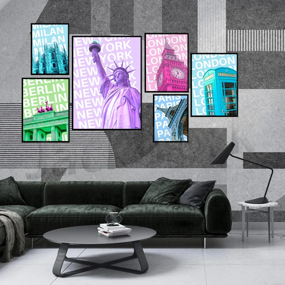 Milan Poster,Paris Poster,London Poster ,New York Poster | Eclectic New York art, Tourist poster, Maximalist wall art