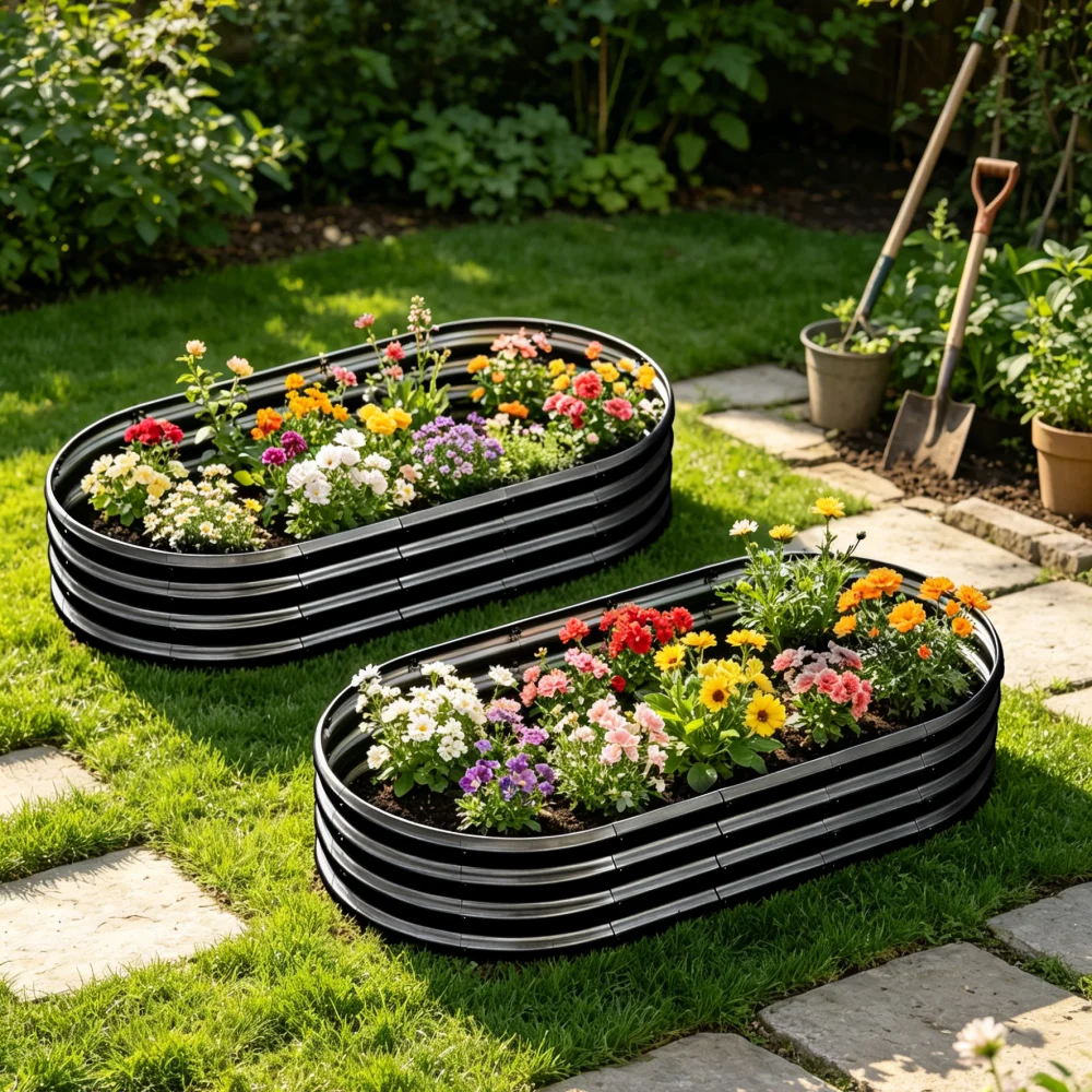 

6 x 3 x 1 Ft Galvanized Metal Raised Garden Bed, 2 Pack Rust-Proof Large Capacity Planter Box, Heavy Duty Outdoor Plant Container for Vegetables, Herbs and Flowers