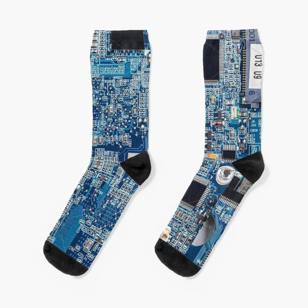 

Blue Circuit Board Socks football heated floor shoes Men Socks Luxury Brand Women's