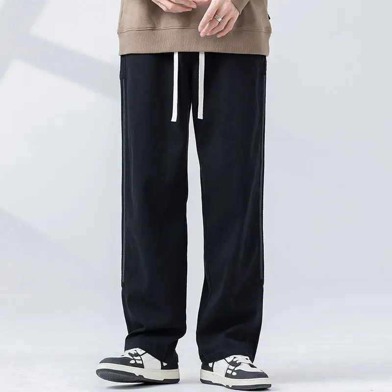 Men's Casual Pants Autumn and Winter Loose Drooping Straight-Leg Trousers Drawstring Fashion Brand American All-Matching Wide Le