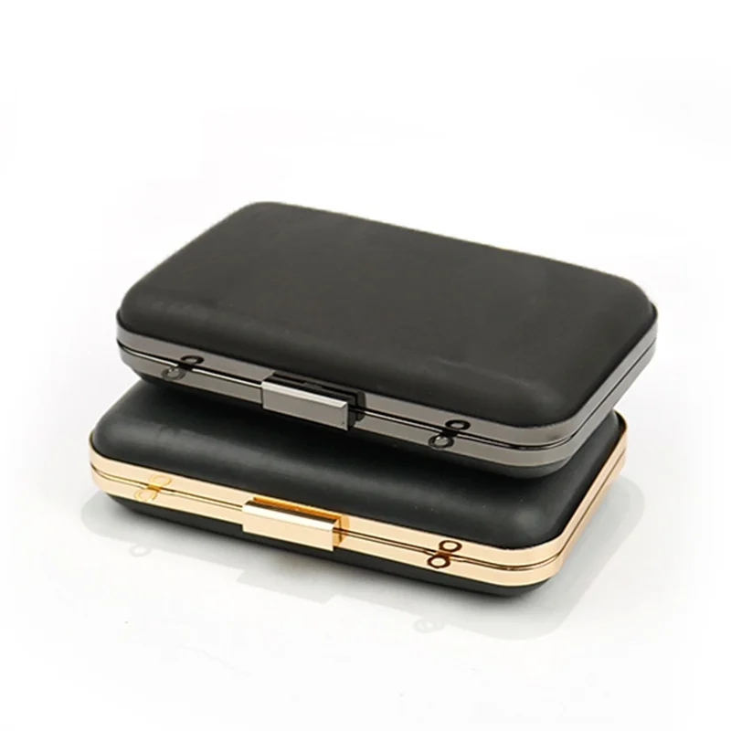20x12cm Evening Box Purse Frame Bag Frame Slim Clutch Kiss Clasp Bag Hardware Rectangle Purse Frame Handbag Charming Silver