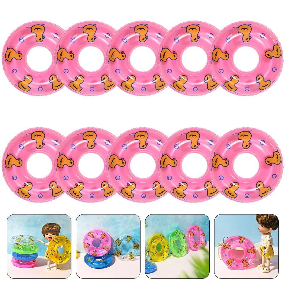 10 Pcs Duckling Swimming Ring Mini House Rings Miniature Decors Floaties Pvc Accessories Tiny Baby Pool