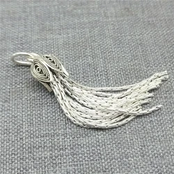 2 Sterling Silver Chain Tassel Charms 925 Silver Peacock Tassel Pendant for Necklace