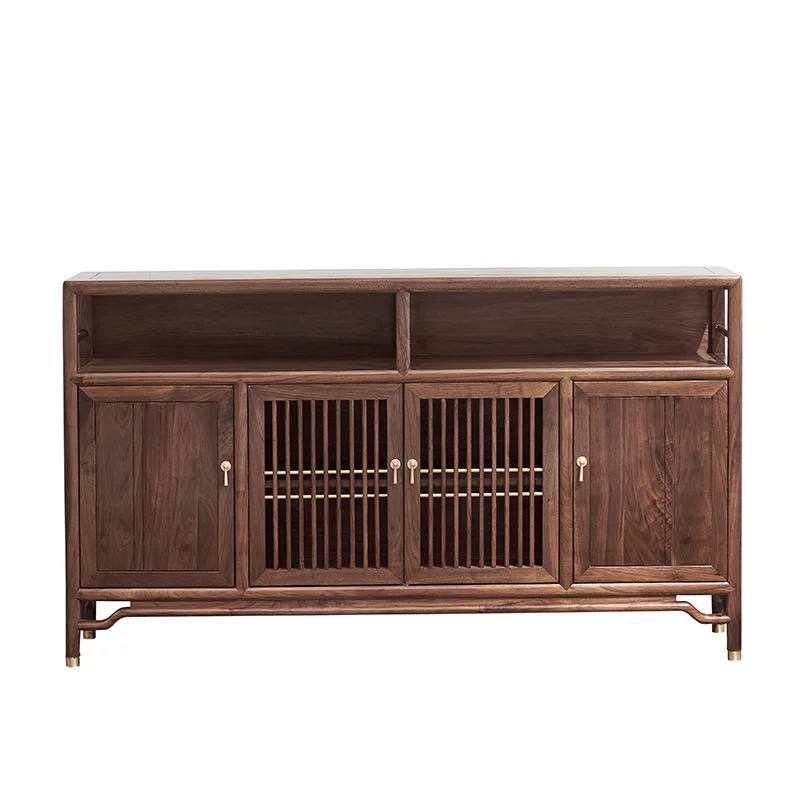 

New Chinese style solid wood dining side cabinet, storage side cabinet, black walnut porch cabinet, zen tea room, storage side