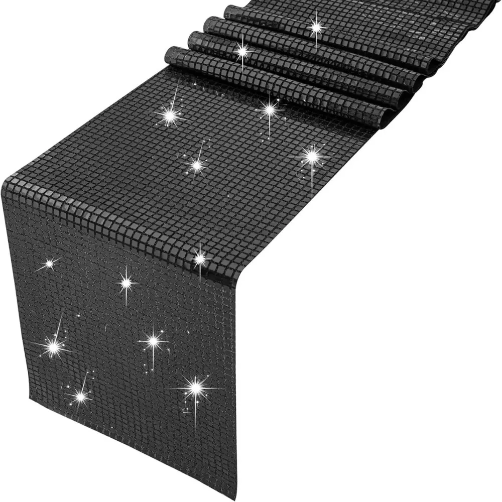 

Shiny Glitter Disco Table Runner Sequin Mirror Design Tablecloth European Style Dining Table Decoration Birthday