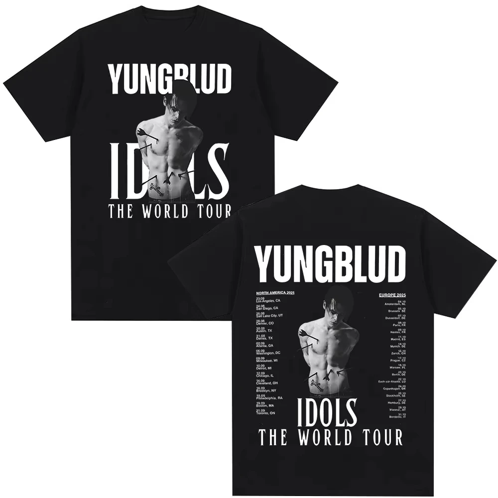 

2026 Spring/Summer Yungblud IDOLS World Tour T-shirt for Men and Women - Hip-Hop Casual Cotton - Street T-shirt