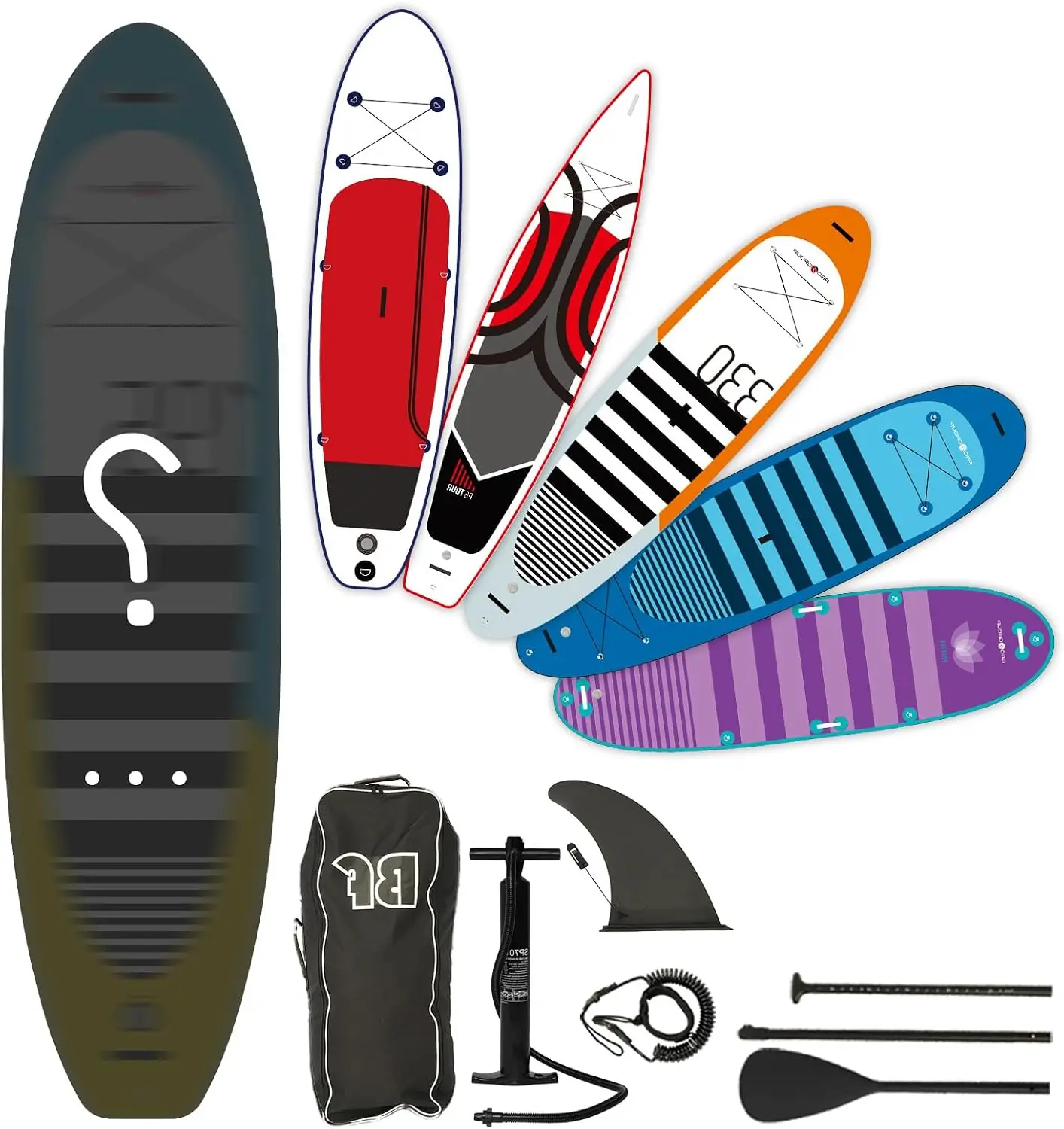 Inflatable Stand Up Paddle Board with SUP Accessories & Backpack. Paddle Boards for Adults. Non-Slip Deck, Wide Stance, Bottom