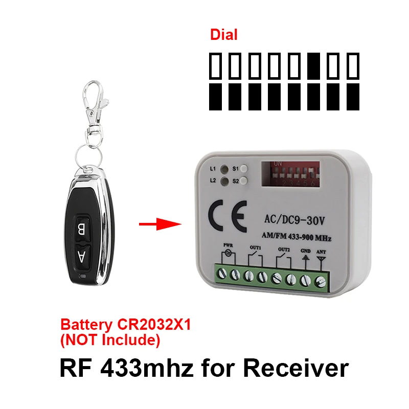 Mando a distancia para puerta de garaje, receptor Universal de 12V, 24V, 9-30V, interruptor de controlador 300-900MHZ, 433,92 433mhz, RX MULTI abridor