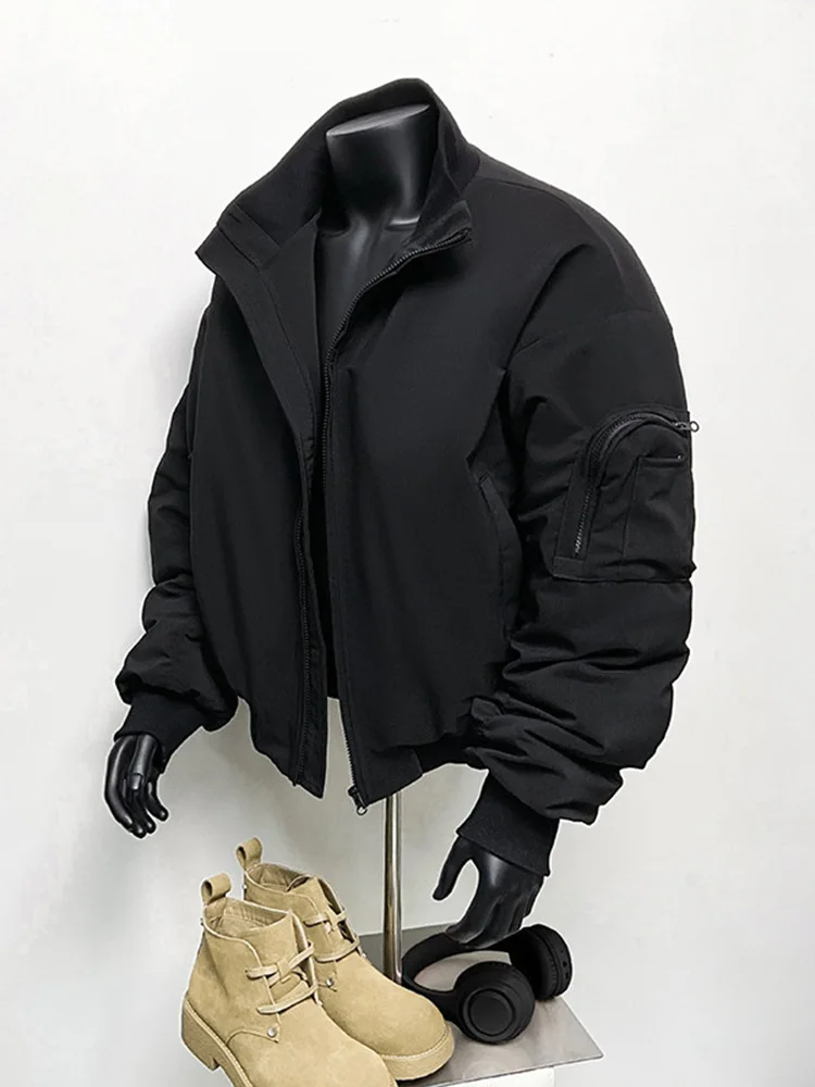 

Мужская зимняя утепленная куртка-бомбер из хлопка с воротником-стойкой в американском стиле, приталенная, для подростков