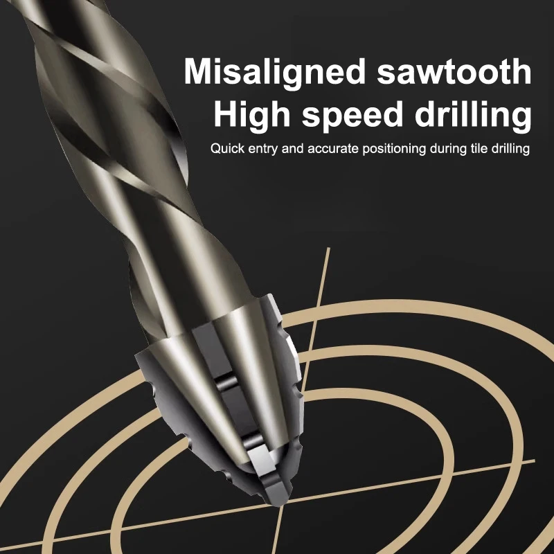 7pcs/sets Tungsten Steel Serrated Drilling Bit Set For Ceramic Plastic Tile Ceramic Glass Concrete